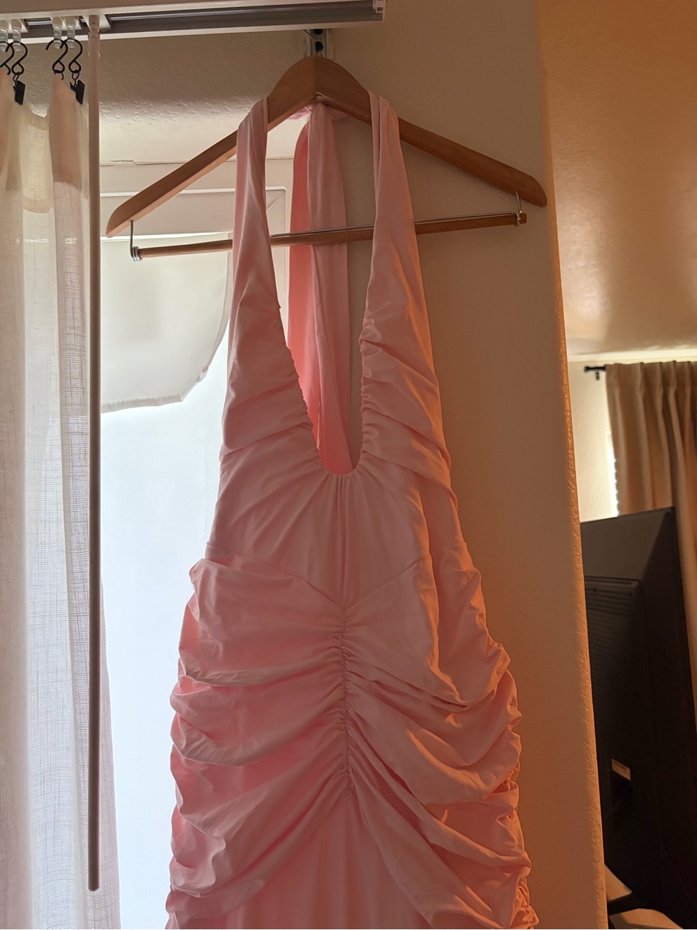 Babyboo Rosetta Dress Size SmallPlunging One-Shoulder Evening Gown in Light Pink - Picture 4 of 5